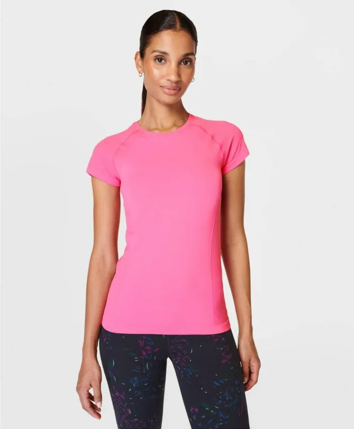 Sweaty Betty Athlete Seamless Workout Tee Camellia Pink Clothing TShirts