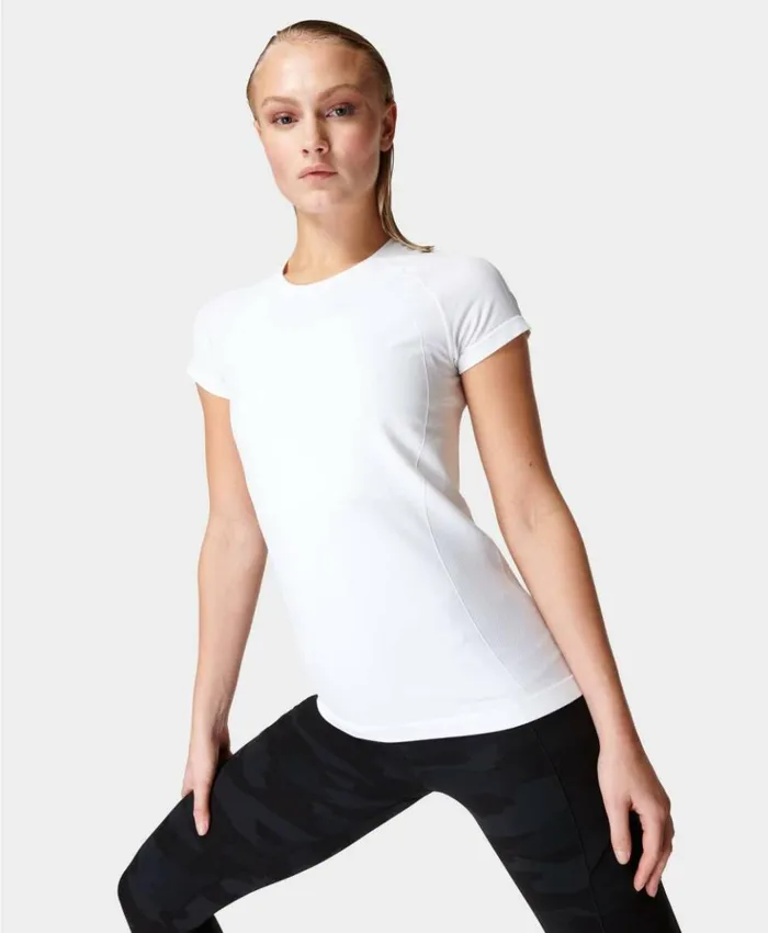 Sweaty Betty Athlete Seamless Workout Tee White Clothing TShirts