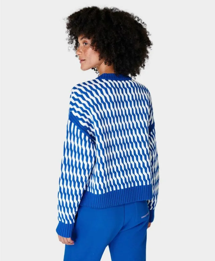 Sweaty Betty Classic Cable Sweater Lightning Blue Clothing Sweaters