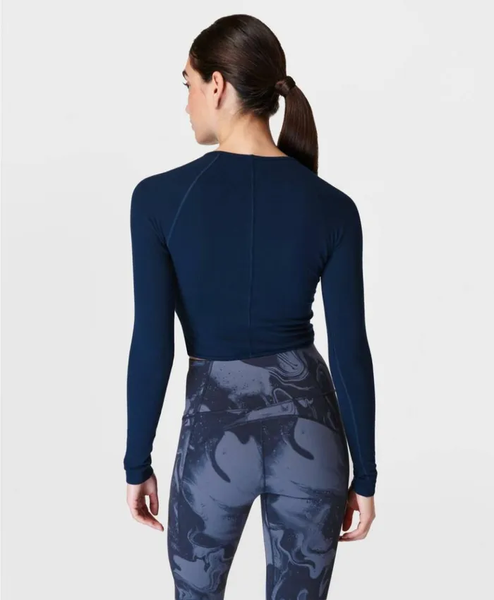 Sweaty Betty Mindful Seamless Wrap Long Sleeve Top Navy Blue Clothing Long Sleeve Tops Sweaty Betty Mindful Seamless Wrap Long Sleeve Top Navy Blue Clothing Long Sleeve Tops