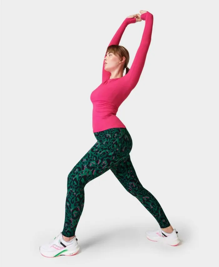 Sweaty Betty Power Workout Leggings Green Brushstroke Leo Print Clothing Full Length