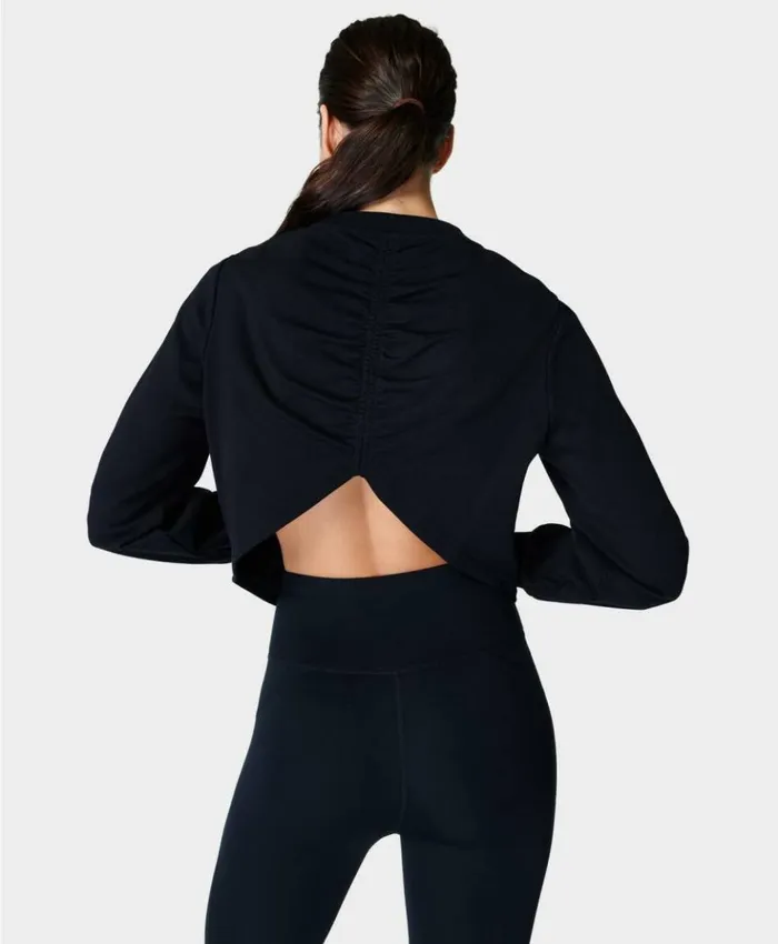 Sweaty Betty Refine Ruched Pullover Black Clothing Sweatshirts Hoodies