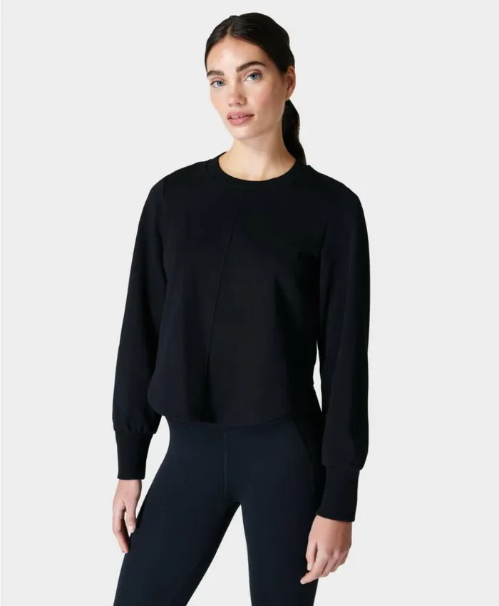 Sweaty Betty Refine Ruched Pullover Black Clothing Sweatshirts Hoodies