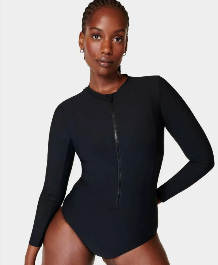 Sweaty Betty Tidal Xtra Life Long Sleeve Swimsuit Black A Clothing