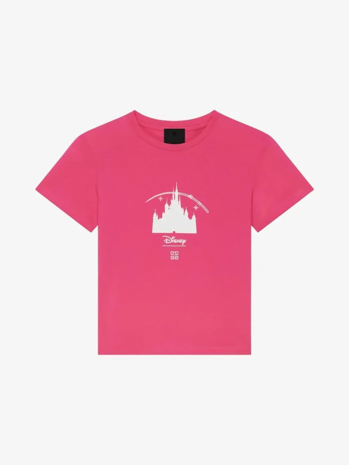 TShirt In Cotton With Disney Castle Print Deep Pink Kids Givenchy