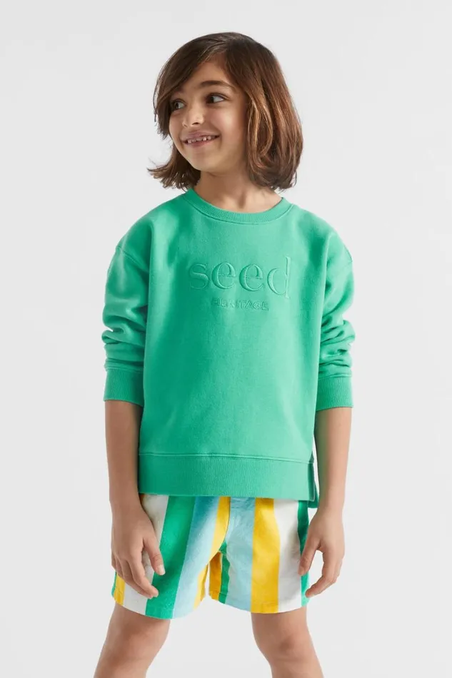 TShirts and Tops Boy Seed Heritage Core Logo Sweat Jade Green
