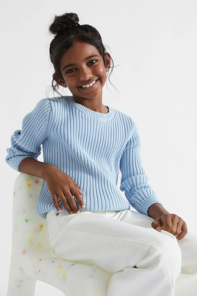 TShirts and Tops Girl Seed Heritage Rib Knit Sweater Pale Blue