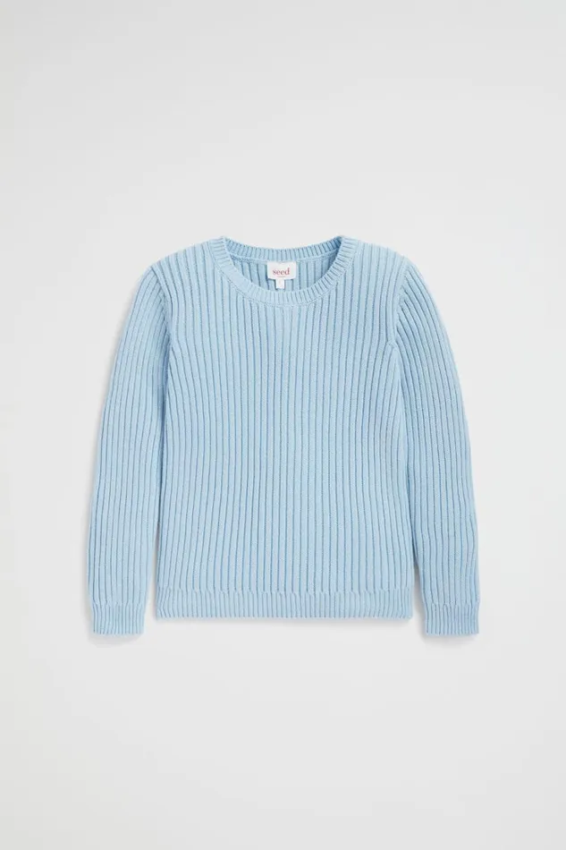 TShirts and Tops Girl Seed Heritage Rib Knit Sweater Pale Blue