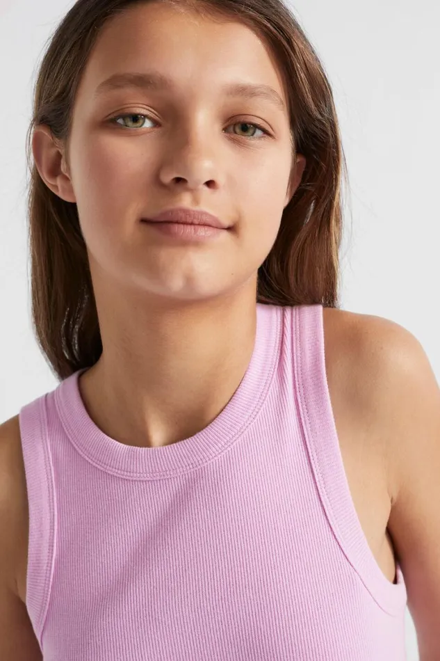 TShirts and Tops Teen Girl Seed Heritage Core Rib Tank Soft Orchid