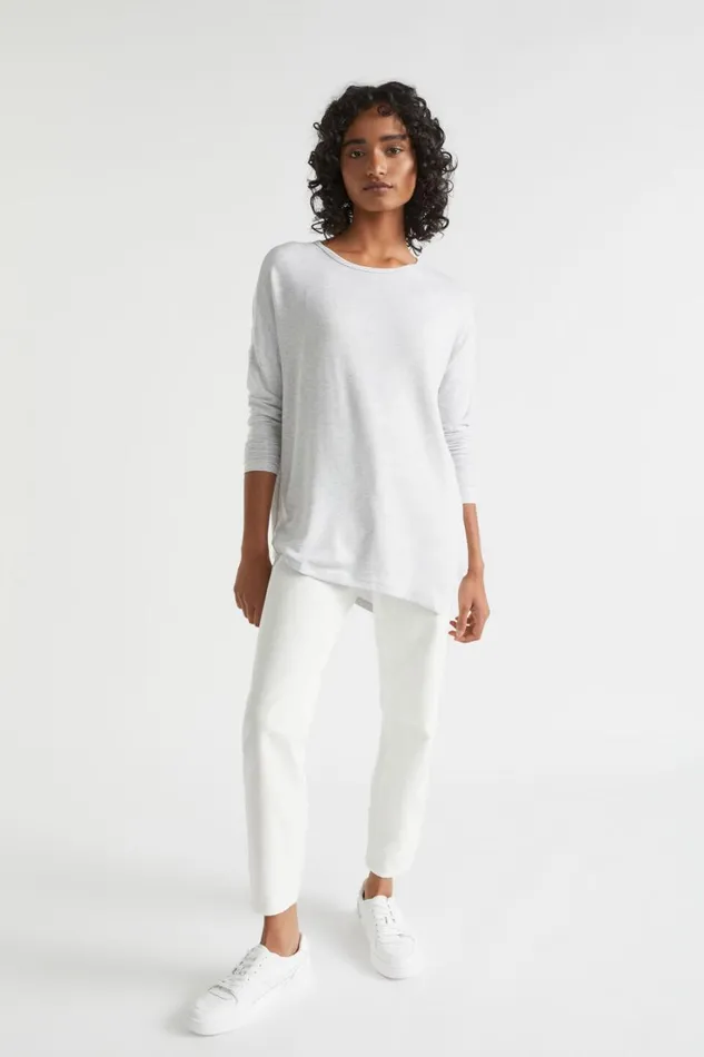 TShirts and Tops Woman Seed Heritage Core Asymmetrical Top Light Grey Marle