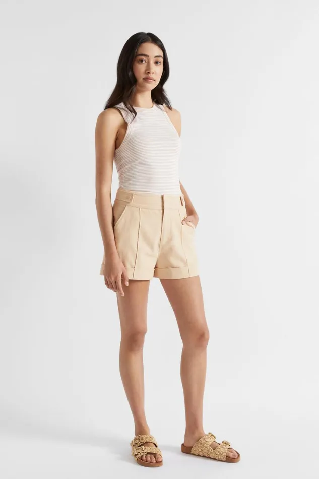 TShirts and Tops Woman Seed Heritage Core Fitted Tank Soft Wheat Stripe
