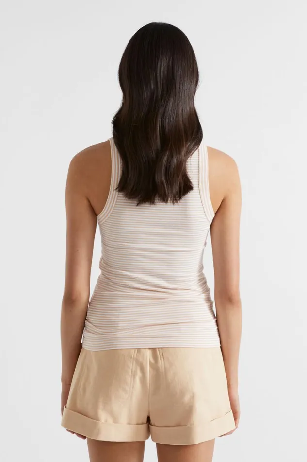 TShirts and Tops Woman Seed Heritage Core Fitted Tank Soft Wheat Stripe