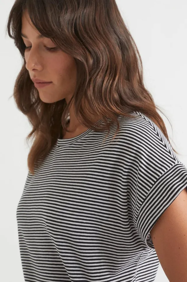 TShirts and Tops Woman Seed Heritage Core Longline Tee Mono Stripe