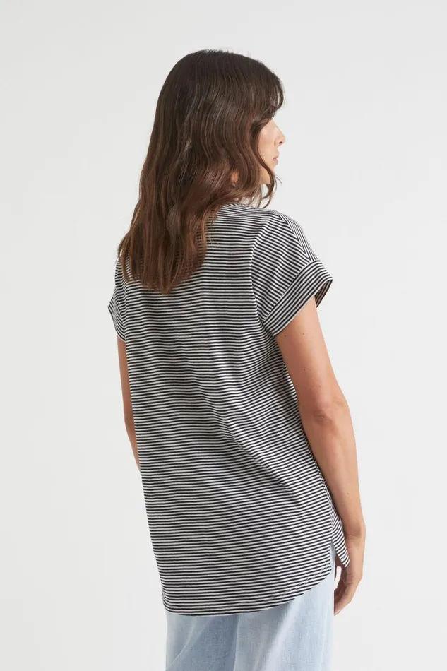 TShirts and Tops Woman Seed Heritage Core Longline Tee Mono Stripe