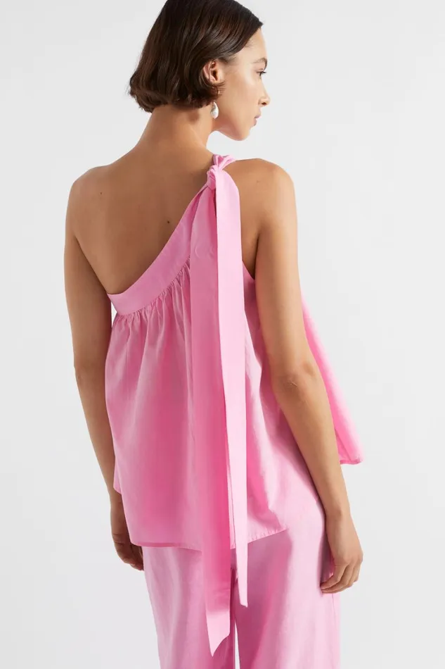 TShirts and Tops Woman Seed Heritage Voile Tie Shoulder Top Pink Gin