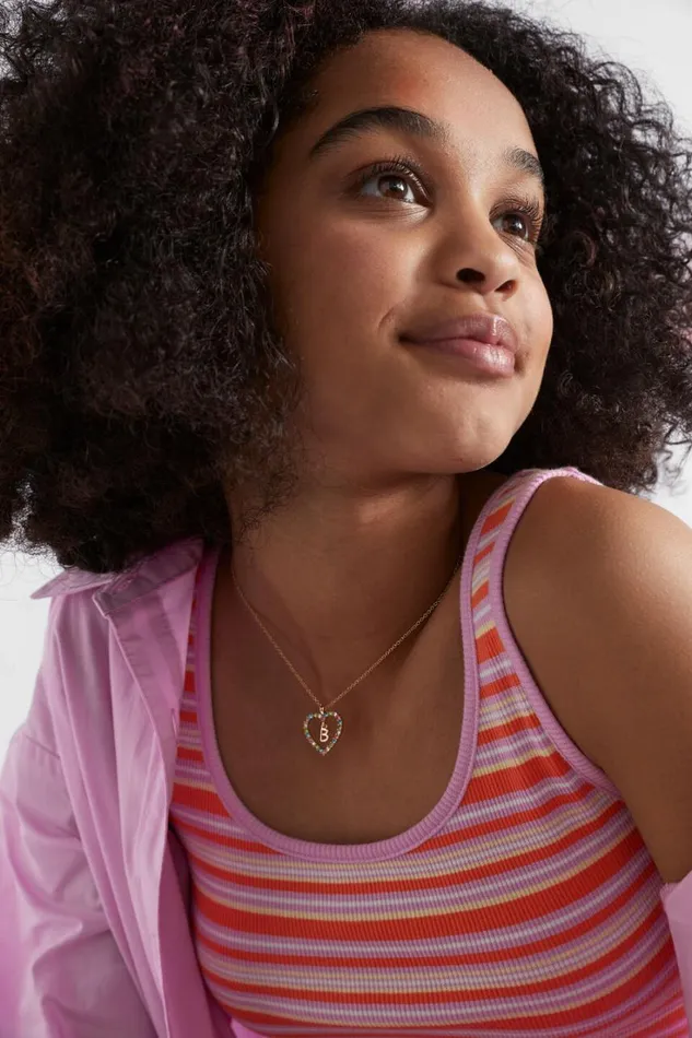 The AZ Of Initials Girl Seed Heritage Rainbow Heart Initial Necklace D
