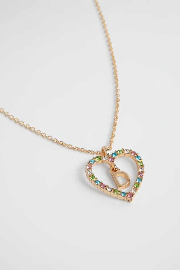 The AZ Of Initials Girl Seed Heritage Rainbow Heart Initial Necklace D