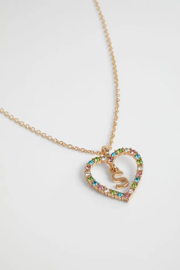 The AZ Of Initials Girl Seed Heritage Rainbow Heart Initial Necklace S