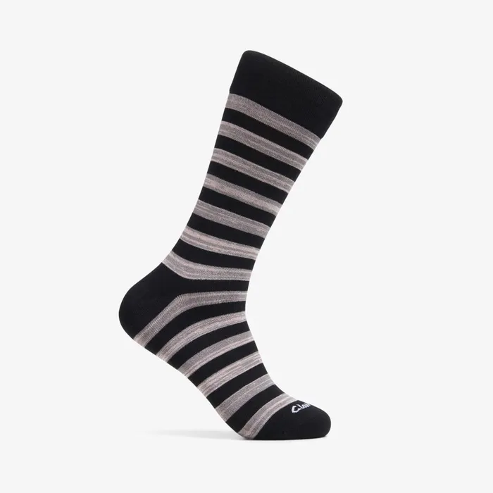 Thick Stripe Marled Crew Sock GreyBlack Men Clarks Accessories