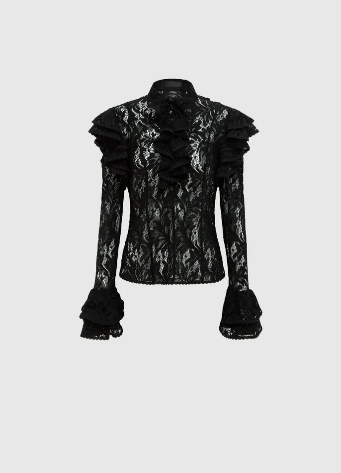 Tops and Shirts Women LEO LIN Anna Lace Blouse 8211 Ebony