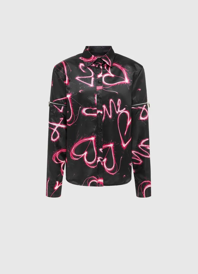Tops and Shirts Women LEO LIN Irina Blouse 8211 Neon Heart Print