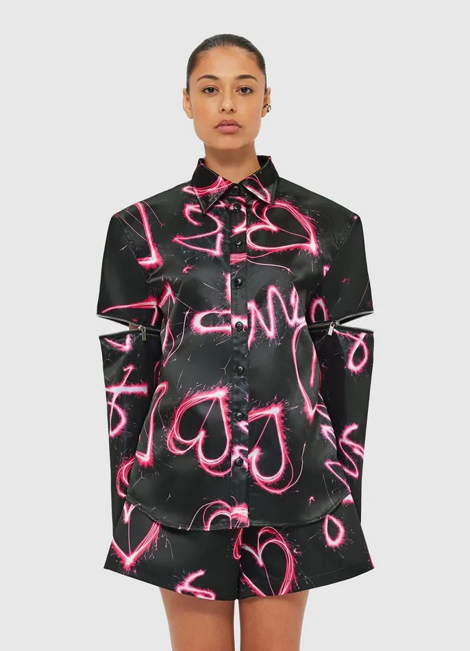 Tops and Shirts Women LEO LIN Irina Blouse 8211 Neon Heart Print