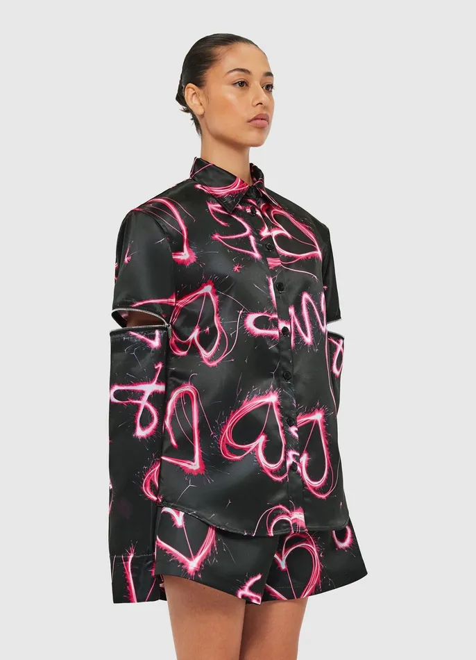 Tops and Shirts Women LEO LIN Irina Blouse 8211 Neon Heart Print