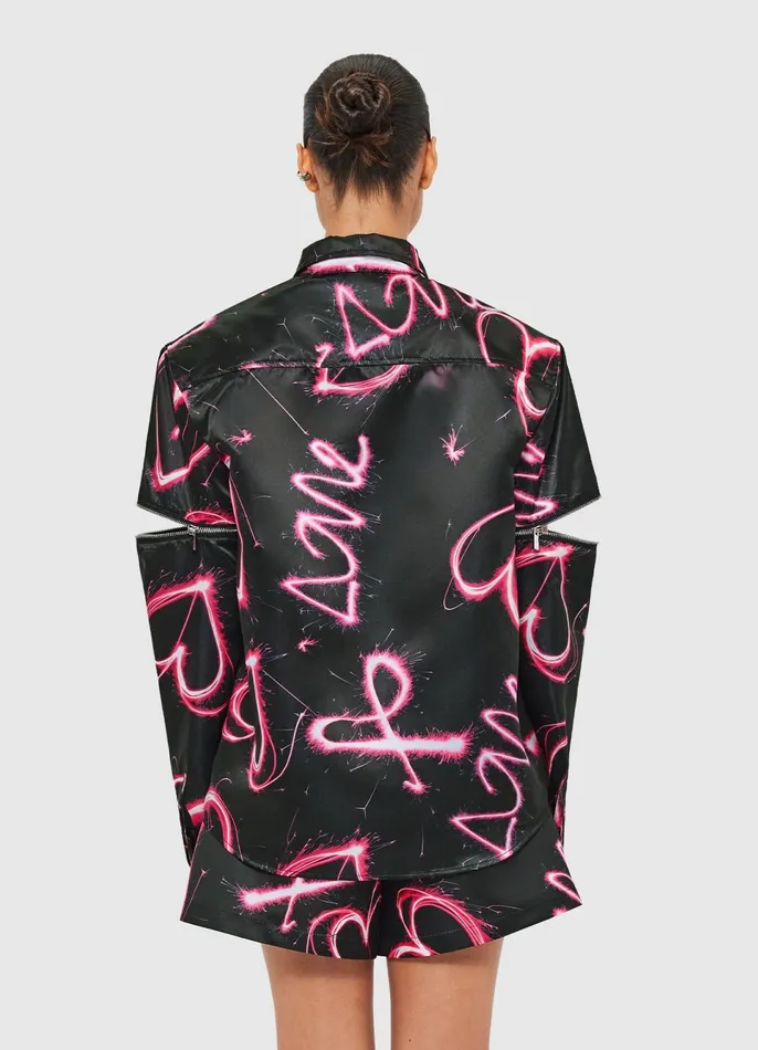 Tops and Shirts Women LEO LIN Irina Blouse 8211 Neon Heart Print