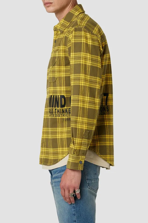 Tops and Sweaters Men Hudson Jeans Long Sleeve Button Up Shirt Lemon