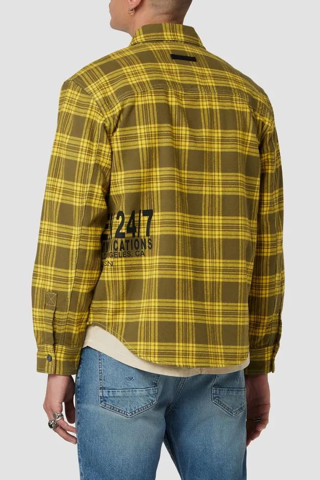 Tops and Sweaters Men Hudson Jeans Long Sleeve Button Up Shirt Lemon