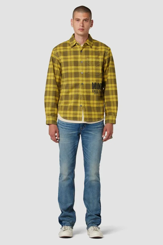 Tops and Sweaters Men Hudson Jeans Long Sleeve Button Up Shirt Lemon