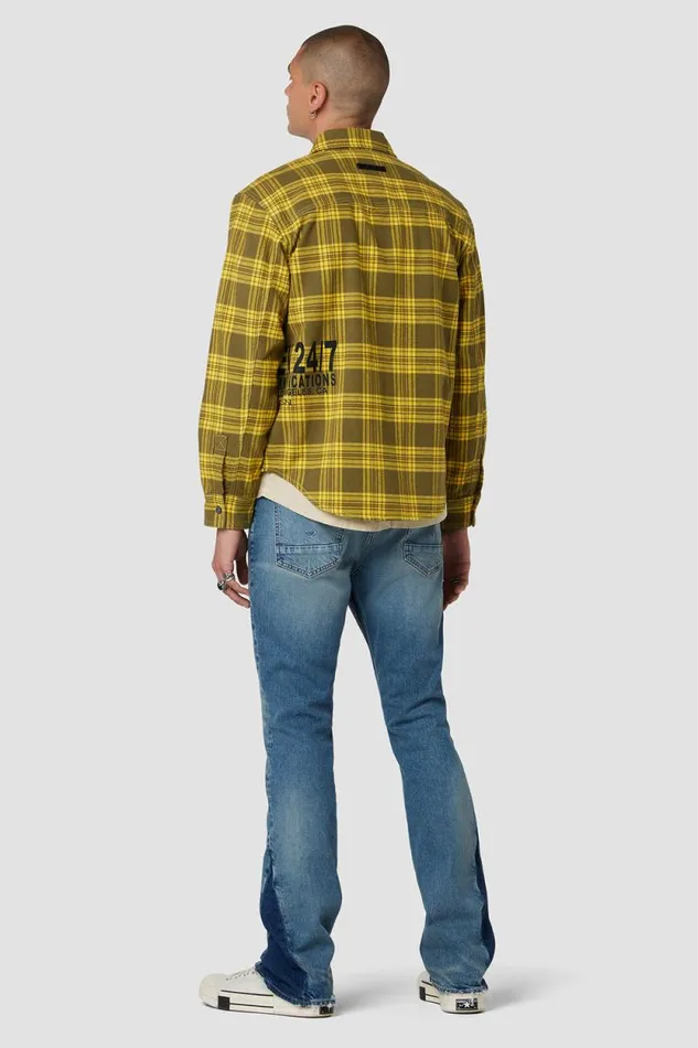 Tops and Sweaters Men Hudson Jeans Long Sleeve Button Up Shirt Lemon