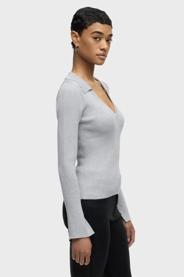 Tops and Sweaters Women Hudson Jeans Long Sleeve VNeck Popover Foxy Silver Tops and Sweaters Women Hudson Jeans Long Sleeve VNeck Popover Foxy Silver