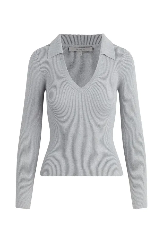 Tops and Sweaters Women Hudson Jeans Long Sleeve VNeck Popover Foxy Silver Tops and Sweaters Women Hudson Jeans Long Sleeve VNeck Popover Foxy Silver