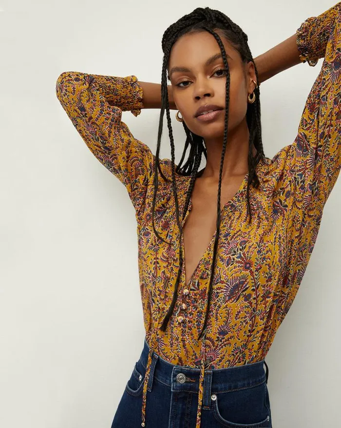 Tops and Tees Shop Veronica Beard Amato Top Saffron Multi