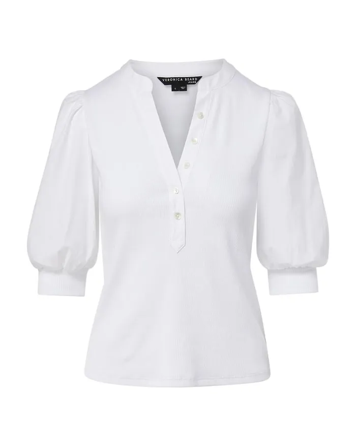 Tops and Tees Shop Veronica Beard Coralee PuffSleeve Tee Black