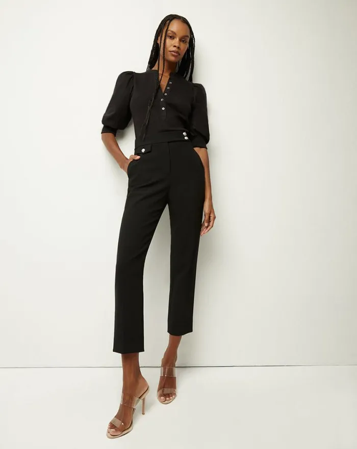 Tops and Tees Shop Veronica Beard Coralee PuffSleeve Tee Black