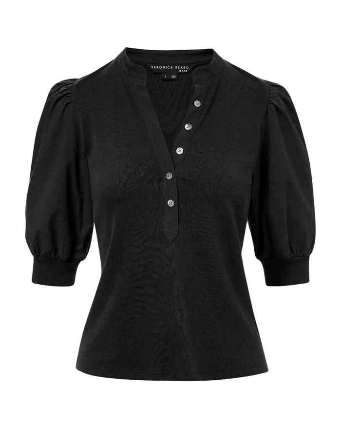 Tops and Tees Shop Veronica Beard Coralee PuffSleeve Tee Black