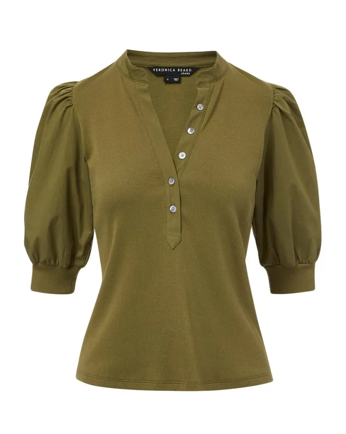 Tops and Tees Shop Veronica Beard Coralee PuffSleeve Tee Black
