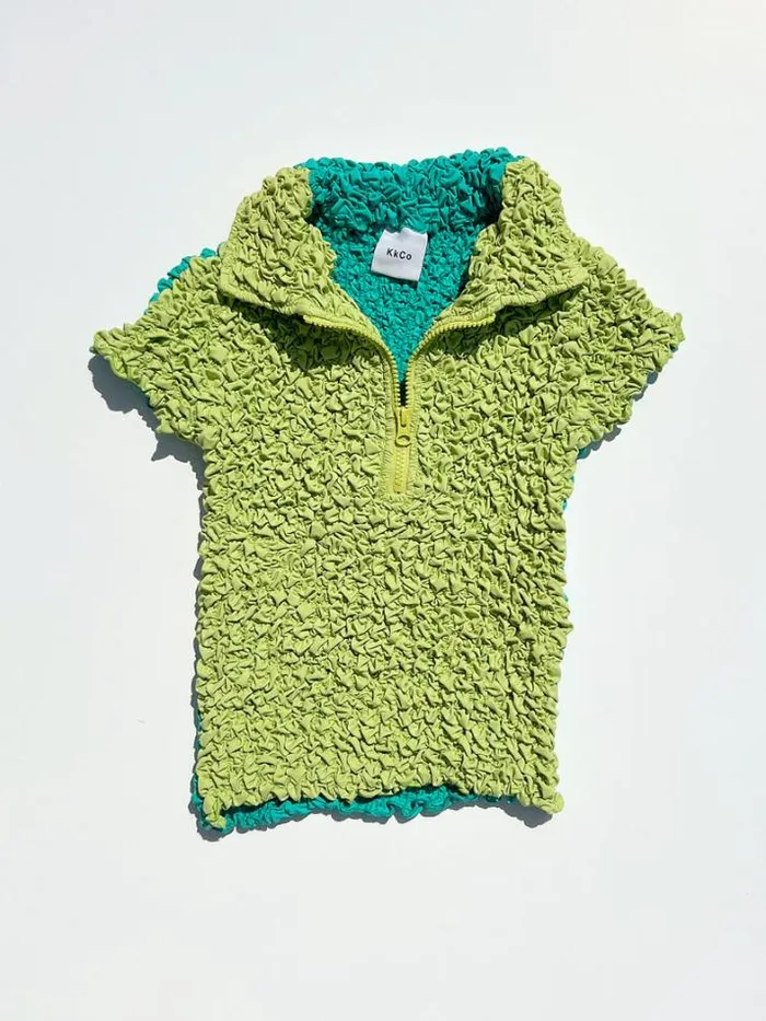Tops Shop Lisa Says Gah Split Popcorn Polo