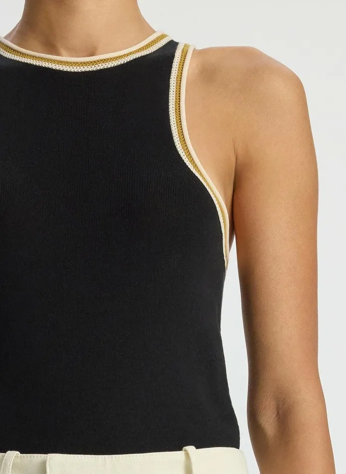 Tops Women ALC Nelly Contrast Trim Knit Tank Black Tops Women ALC Nelly Contrast Trim Knit Tank Black