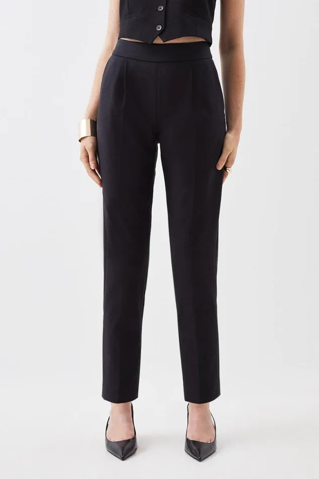 Trousers Women Karen Millen Compact Stretch High Waist Tailored Trousers Black