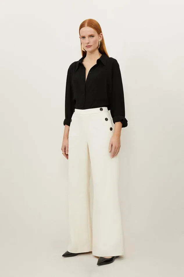 Trousers Women Karen Millen Relaxed Tailored Button Pocket Detail Straight Leg Trousers Cream Trousers Women Karen Millen Relaxed Tailored Button Pocket Detail Straight Leg Trousers Cream