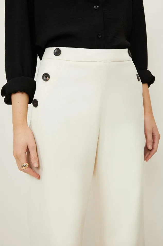 Trousers Women Karen Millen Relaxed Tailored Button Pocket Detail Straight Leg Trousers Cream