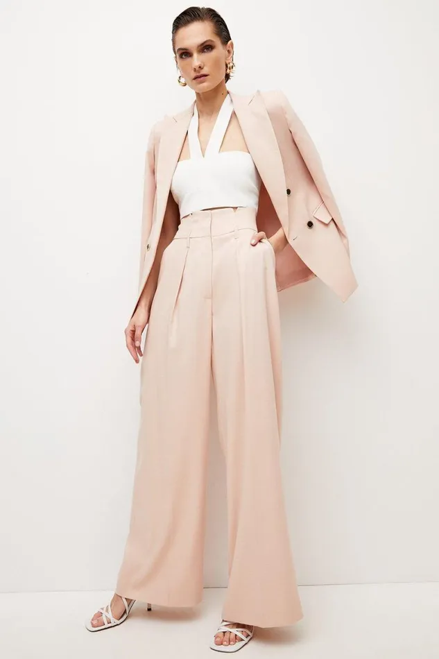 Trousers Women Karen Millen Relaxed Tailored High Waist Wide Leg Trousers