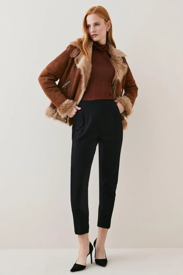 Trousers Women Karen Millen Slim Fit Crop Darted Waist Tailored Trouser Black Trousers Women Karen Millen Slim Fit Crop Darted Waist Tailored Trouser Black
