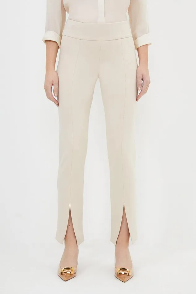 Trousers Women Karen Millen Tailored Split Hem Leggings Beige