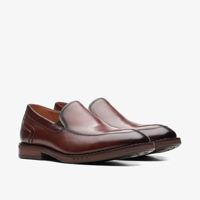 Un Hugh Step Brown Leather Men Clarks Dress Shoes