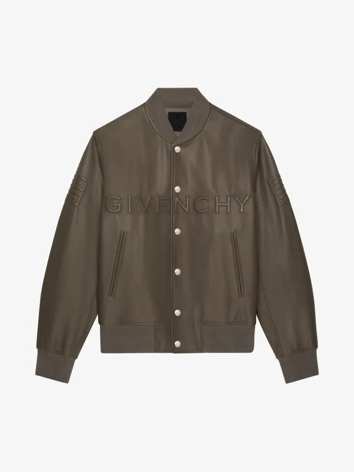 Varsity Jacket In Leather Khaki Men Givenchy Coats and Jackets
