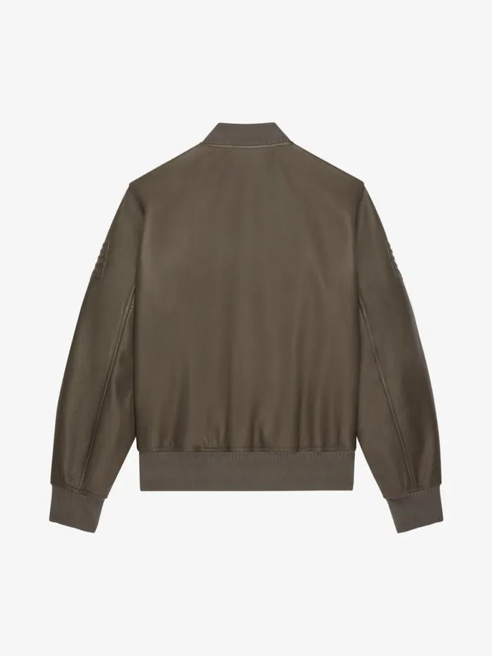 Varsity Jacket In Leather Khaki Men Givenchy Coats and Jackets